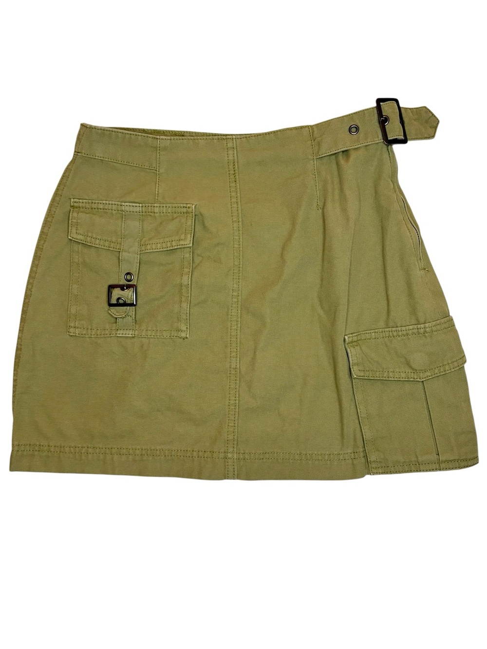 🌱 Forever 21 Olive Green Asymmetrical Cargo Mini Skirt